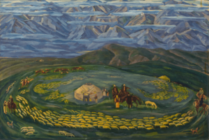Nurbek Turdukulov - Mels Akynbekov 1942 1993. Shepherds. 1984 Year. Oil On Canvas 110129 Cm Min 70 2 596x399